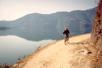 Riding bikes in Pokhara, Nepal